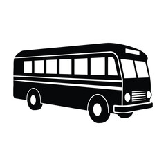 Black Bus Silhouette Classic Public Transport Vehicle Vector