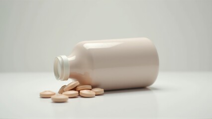 Close-up of medicine tablets in pill bottle