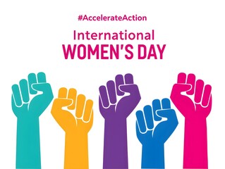 International women's day celebration with raised fists for female empowerment event
