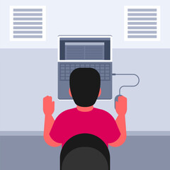 Man Working on Laptop Illustration