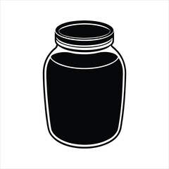Black Silhouette Jar Vector Kitchen Storage Container Glass Bottle Illustration