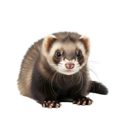 Adorable ferret posing against black backdrop