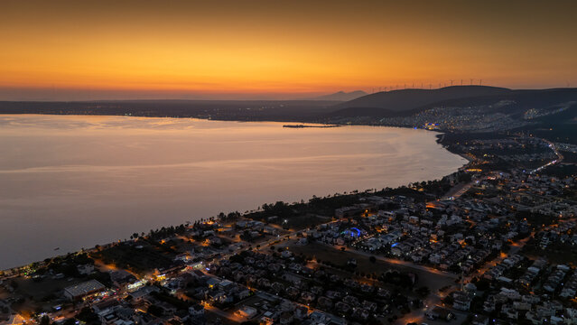 Aerial view a summer site from Didim Akbuk Turkey.