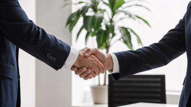 Corporate Handshake with Plant &ndash; Partnership and Commitment to Sustainability