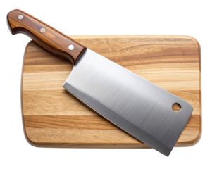  “Butcher Cleaver Knife with Wooden Grip, Isolated PNG”.