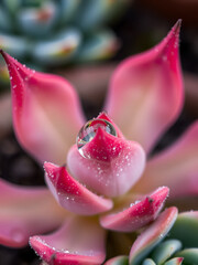 a drop of dew on a succulent plant