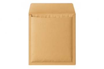 Realistic padded envelope mockup isolated on transparent background