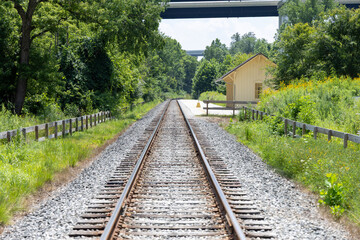 Fototapeta premium railway in the countryside, station stop