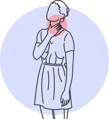 Illustration of a Woman with Neck Pain in a Minimalist Style
