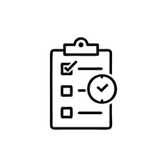 Icon a checklist with a clock checkmark graphic