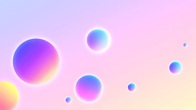 Abstract Spherical Harmony: Rendered with ethereal grace, abstract spheres of vibrant hues dance across a gradient canvas, embodying fluid elegance and futuristic allure.