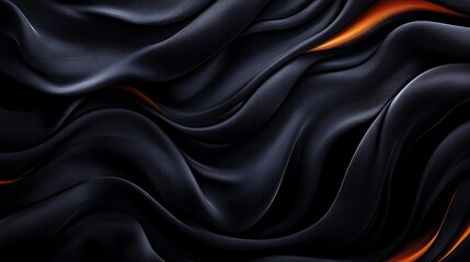 Obraz premium Black satin and silk fabric background with a luxurious, elegant, soft, and smooth wavy textile texture