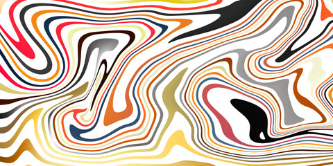 Colorful abstract linear distorted background. Retro, wavy psychedelic pattern optical illusion effect