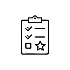 Outline checklist icon with checkmarks star on task