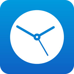 Modern minimalist clock face icon with blue gradient background and rounded corners