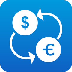 Icon representing the exchange of currency between the us dollar and the euro with circular arrows
