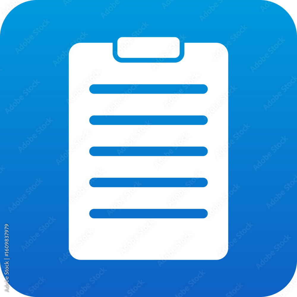 Poster modern clean icon representing a document or list with blue gradient background