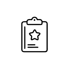 Outline icon a clipboard with a star lines on checklist list