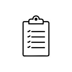 Outline icon a clipboard with horizontal lines checkmarks checklist list