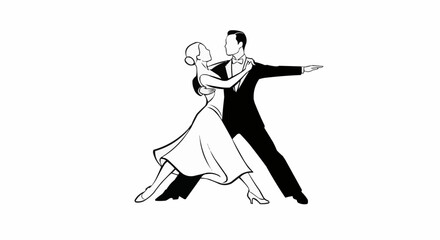Obraz premium DanceSport Couple Icon – Minimal Ballroom Vector Illustration