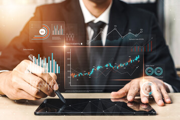 Data analytics dashboard with charts, indicators, and performance metrics, reveals trends, data analytics drives growth, supports insight, and data analytics improves decisions. Vouch