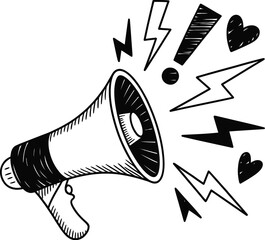 Vector illustration of a megaphone icon, symbolizing loud communication and public announcements