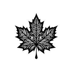 Obraz premium Intricate Black and White Maple Leaf Design 1.
