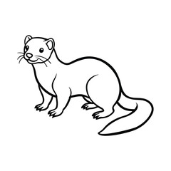 Obraz premium A weasel line art silhouette vector illustration on white background