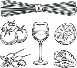 Seamless pattern vector illustration of hand-drawn fruits and vegetables, perfect for food and drink design or a decorative wallpaper