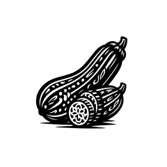 Fototapeta premium Stylized Black and White Zucchini Vegetable Illustration.