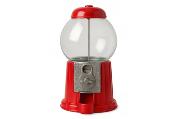 Empty red gumball machine isolated on transparent background