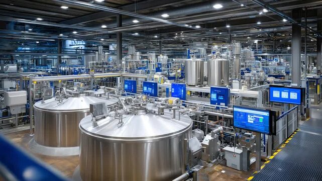 Advanced interior featuring twin silos and automated arms for precise plastic formulation in reactor vats.