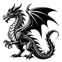 Black and White Dragon Icon Vector