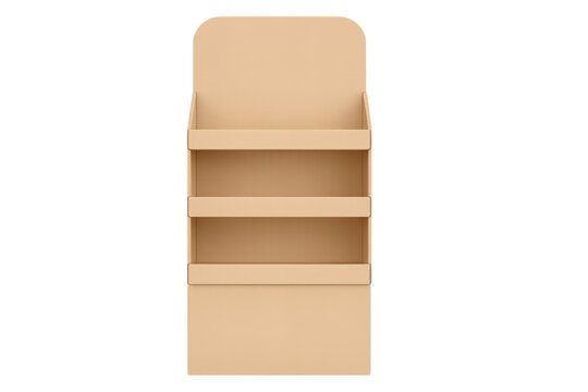 Retail store shelves displaying products on transparent background