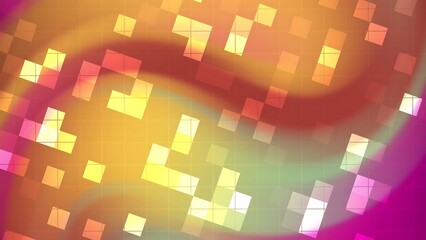 Ombre Abstracts Blink Square Pixelated mosaic pattern with vibrant orange, yellow, and pink gradients, overlaid with a subtle grid texture background
