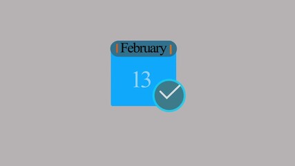 February 13 calendar animation .calendar date and time animation.