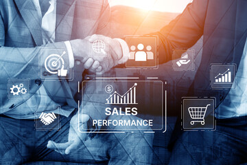 Digital sales performance dashboard showing sales performance metrics, performance trends, sales...