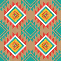 retro vintage ikat ethnic aztec tribal ancient pattern seamless background for fashion fabric and textile, 2d illustration