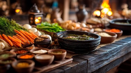 Organic food photography showcase rustic setting high-end cuisine natural environment close-up view culinary art