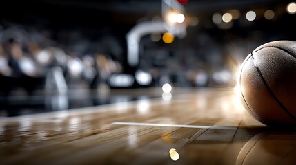 High-energy basketball action on a polished court indoor stadium sports photography dynamic environment close-up view
