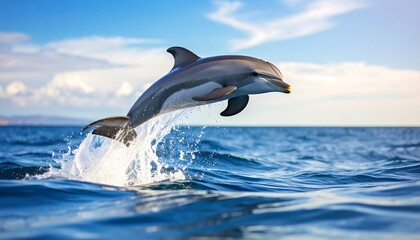 Dolphin leaping in ocean