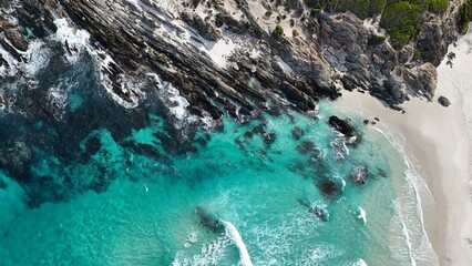 Aerial drone view of West Beach in Hopetoun, Western Australia