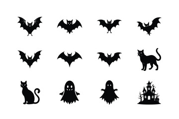  Halloween bat silhouettes set