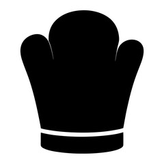 Silhouette of Puffy Chef Hat Icon for Cooking, Black silhouette of a traditional puffy chef hat, isolated on white background, symbolizing culinary arts, cooking, and kitchen professions.
