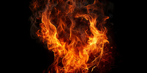 Fototapeta premium Isolated Fire Overlay Stock Image In Black Background