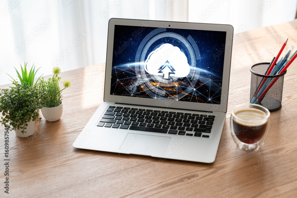 Poster cloud computing software for modish remote work and personal data storage