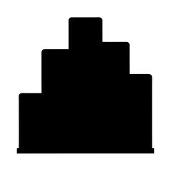 Black Silhouette of a Three Tiered Rectangular Cake Structure