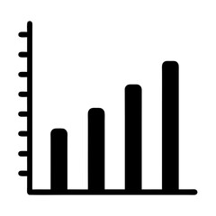 Bar graph icon showing an upward trend of measured data series