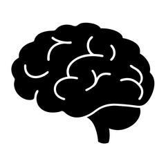 Stylized black and white depiction of a human brain with visible gyri