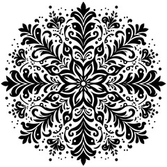 Fototapeta premium Intricate Black and White Floral Mandala Design.